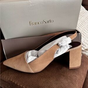 Brand new suede like material sling back heels